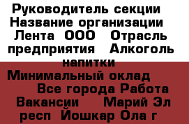 Руководитель секции › Название организации ­ Лента, ООО › Отрасль предприятия ­ Алкоголь, напитки › Минимальный оклад ­ 51 770 - Все города Работа » Вакансии   . Марий Эл респ.,Йошкар-Ола г.